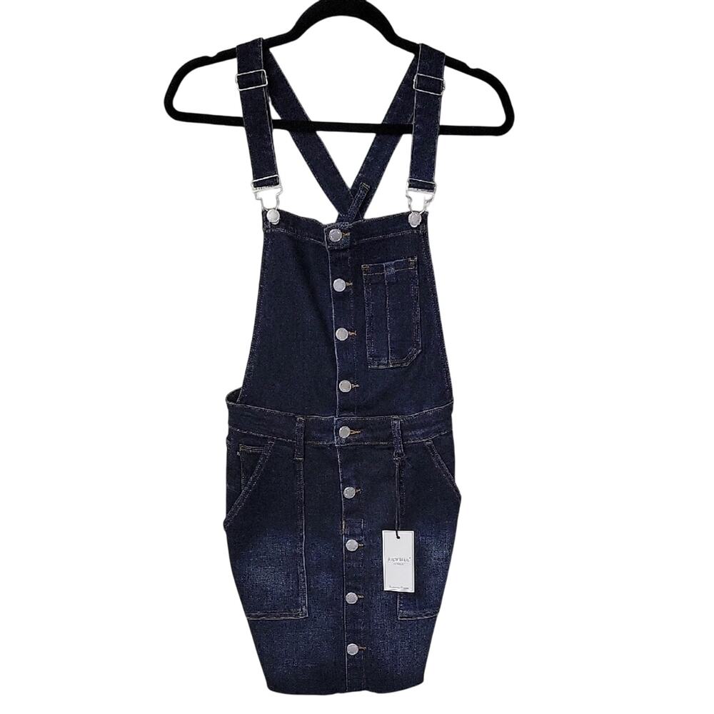 Judy Blue Stretchy Dark Blue Jean Overall Dress Womens Size Small NWT